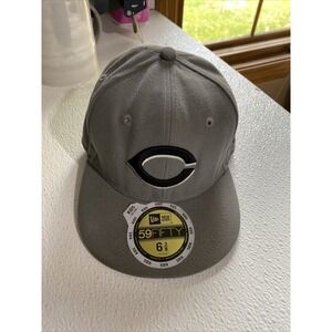New Era 59FIFTY Cincinnati Reds Kids Fitted Hat Grey Size 6 3/8 MLB Baseball Cap